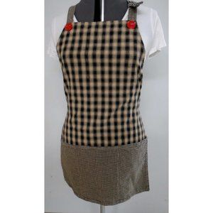 EUC VINTAGE HANDMADE FULL APRON BROWN AND BLACK TOWELLING